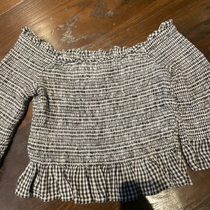 American Eagle striped ruched off the shoulder top